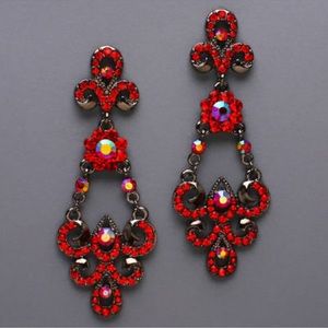 Costume Chandelier Earrings Fleur De Lei Flowers Bridal Jewelry
